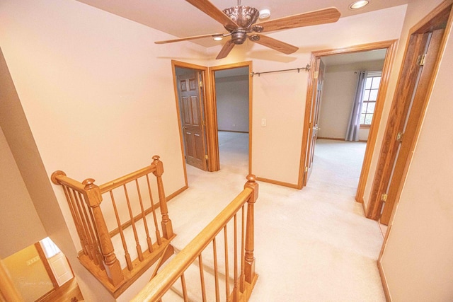 14803 S Hawthorn Cir, Plainfield, IL 60544 - hallway featuring an upstairs landing, light carpet, and recessed lighting
