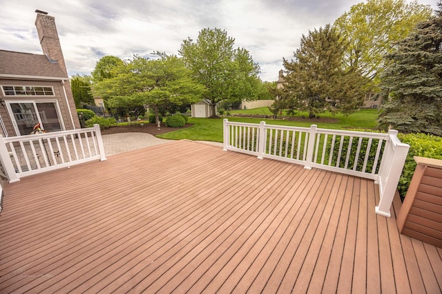 14803 S Hawthorn Cir, Plainfield, IL 60544 - wooden deck with a shed and a lawn