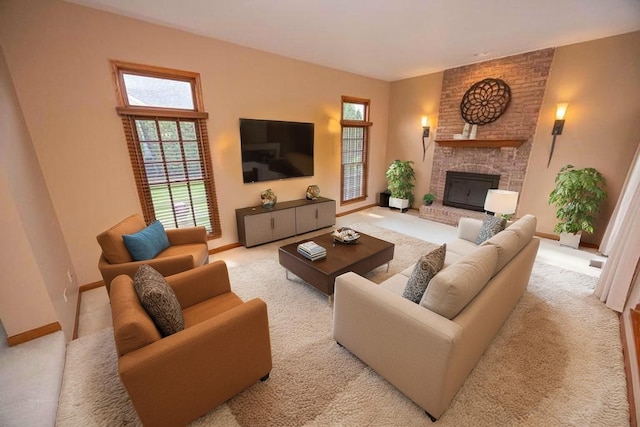 14803 S Hawthorn Cir, Plainfield, IL 60544 - living room with a fireplace, carpet flooring, and plenty of natural light