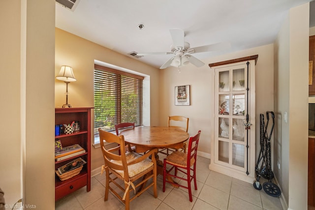 865 E 22nd St Unit 214, Lombard, IL 60148 - dining area with ceiling fan and light tile patterned flooring