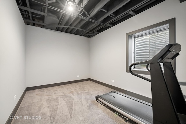 605 Red Cypress Dr, Cary, IL 60013 - workout room featuring carpet and baseboards