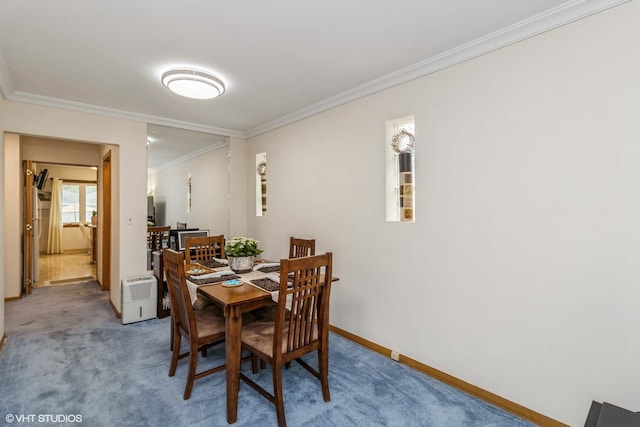 5705 N Oketo Ave, Chicago, IL 60631 - carpeted dining space featuring ornamental molding and baseboards