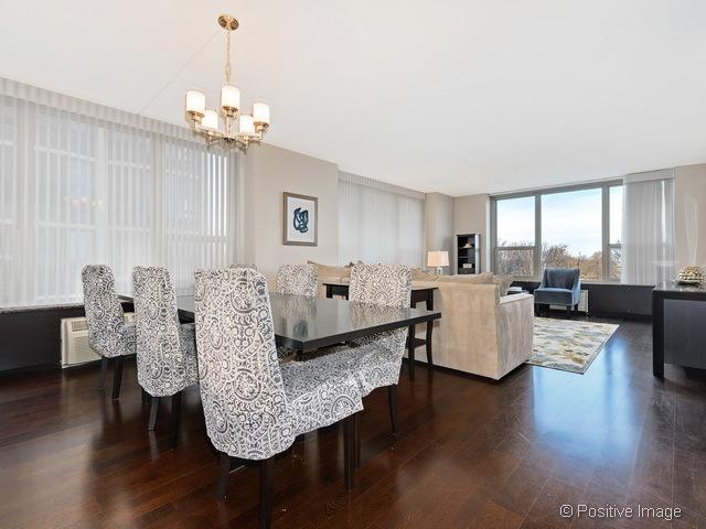 1550 N Lake Shore Dr Unit 3G, Chicago, IL 60610 - dining area with a chandelier and dark wood-style flooring