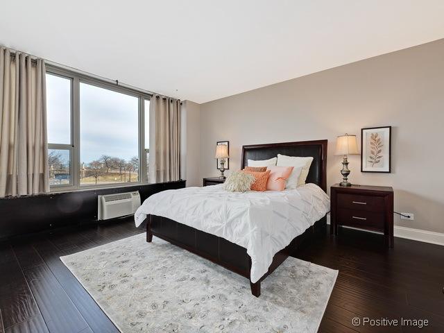 1550 N Lake Shore Dr Unit 3G, Chicago, IL 60610 - bedroom featuring dark wood-style floors and a wall unit AC