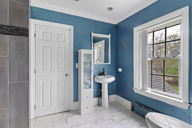 29460 Roberts Rd, Mchenry, IL 60051 - bathroom with marble look tiles and crown molding