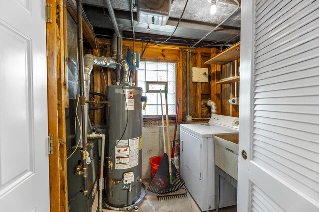 3317 Birchwood Dr, Hazel Crest, IL 60429 - laundry room with gas water heater and washing machine and dryer