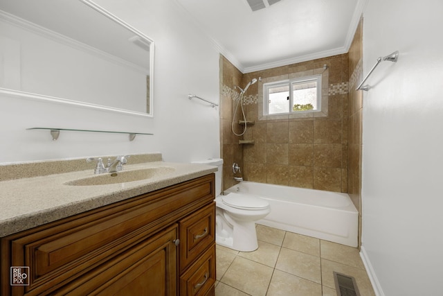 728 Boxwood Dr, Schaumburg, IL 60193 - bathroom featuring tile patterned flooring, vanity, bathtub / shower combination, and ornamental molding