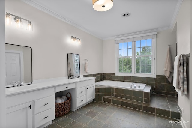 40W379 E Laura Ingalls Wilder Rd, Saint Charles, IL 60175 - full bathroom with double vanity, a bath, and ornamental molding