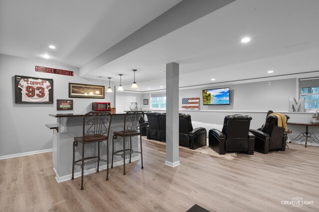 40W379 E Laura Ingalls Wilder Rd, Saint Charles, IL 60175 - indoor bar with light wood-type flooring, decorative light fixtures, and recessed lighting