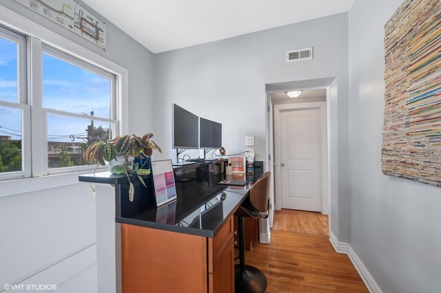 2709 W Belden Ave Unit 3, Chicago, IL 60647 - office area featuring light wood finished floors and baseboards