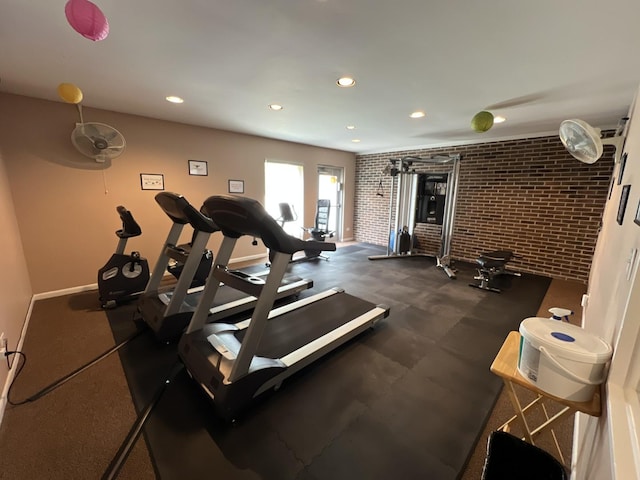 900 E Wilmette Rd Unit 411, Palatine, IL 60074 - exercise area with brick wall and recessed lighting