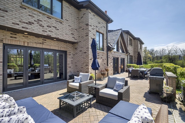 1630 Ridge Rd, Highland Park, IL 60035 - view of patio / terrace with french doors, an outdoor living space with a fire pit, and outdoor dining space