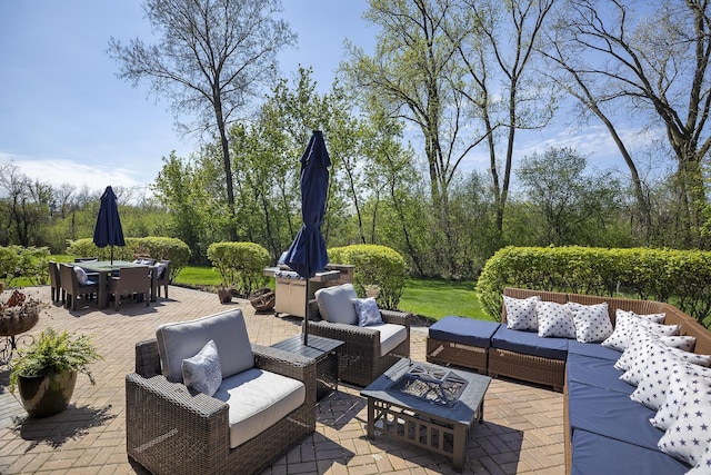 1630 Ridge Rd, Highland Park, IL 60035 - view of patio with an outdoor living space with a fire pit and outdoor dining area