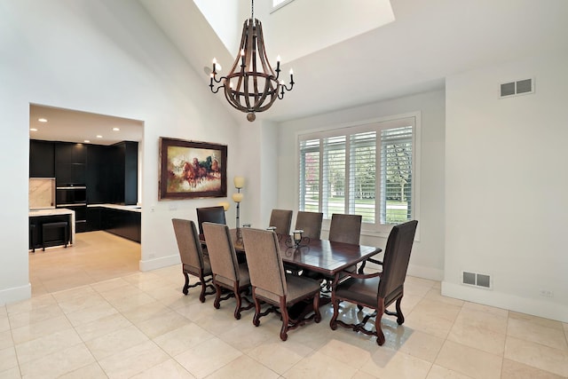 1630 Ridge Rd, Highland Park, IL 60035 - dining space with a chandelier and light tile patterned flooring