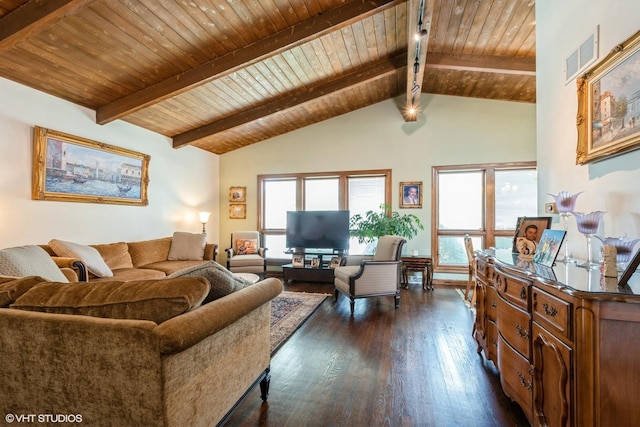 4841 W Lunt Ave, Lincolnwood, IL 60712 - living room featuring wooden ceiling and dark wood-style floors