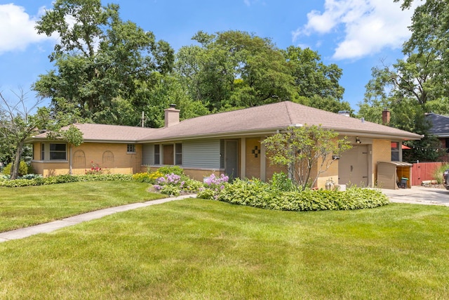 2839 School St, Flossmoor, IL 60422 - single story home featuring a chimney, brick siding, and a front yard