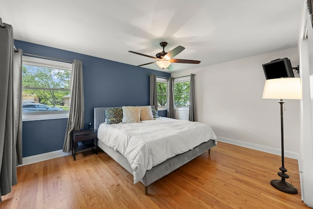 2839 School St, Flossmoor, IL 60422 - bedroom with light wood finished floors and ceiling fan