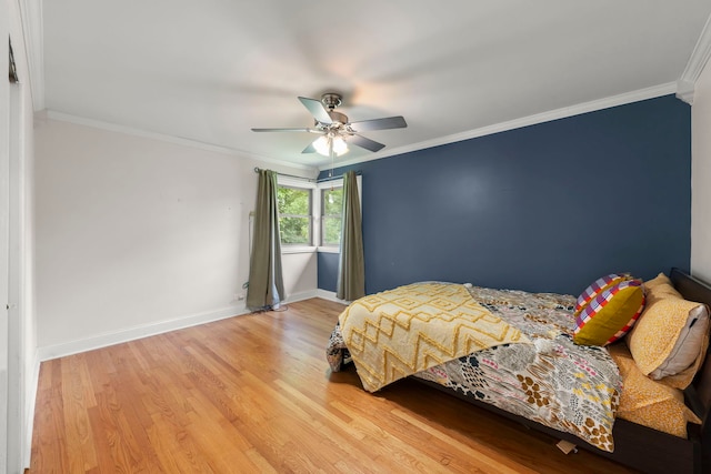 2839 School St, Flossmoor, IL 60422 - bedroom featuring ornamental molding, wood finished floors, and ceiling fan