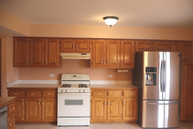 19443 Trenton Way, Mokena, IL 60448 - kitchen with appliances with stainless steel finishes, under cabinet range hood, brown cabinetry, and light countertops