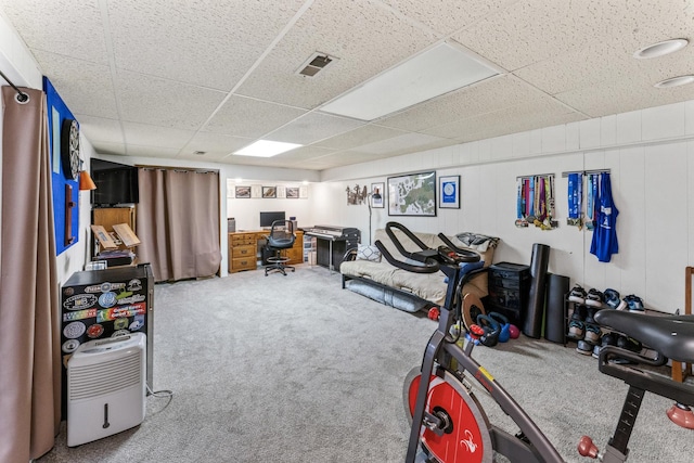 2135 N Haig Ct, Palatine, IL 60074 - exercise area with a paneled ceiling and carpet