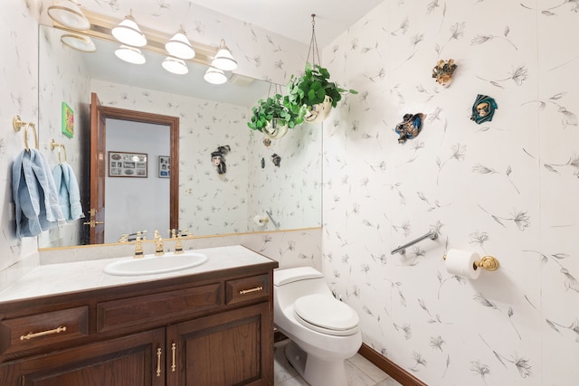 10 Shoreside Dr, South Barrington, IL 60010 - bathroom featuring wallpapered walls and vanity
