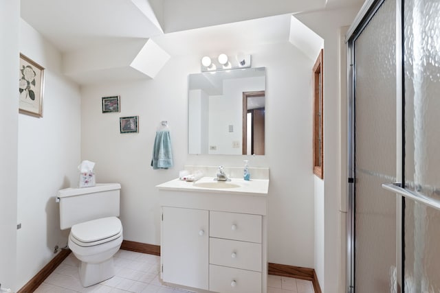 10 Shoreside Dr, South Barrington, IL 60010 - full bathroom with vanity, tile patterned floors, and a shower with shower door