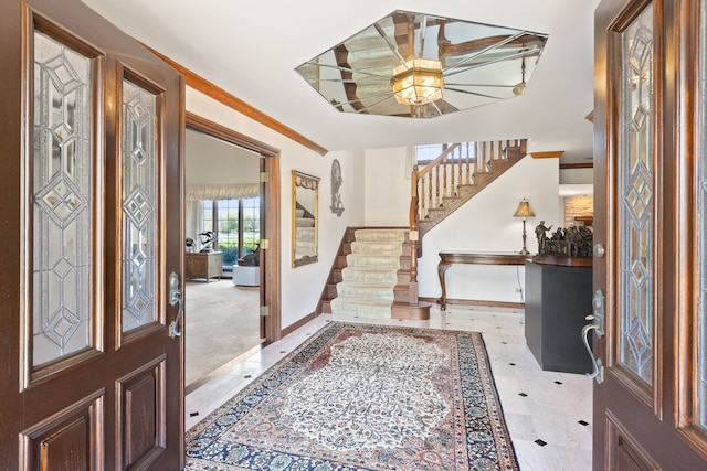 10 Shoreside Dr, South Barrington, IL 60010 - foyer entrance with stairway and baseboards