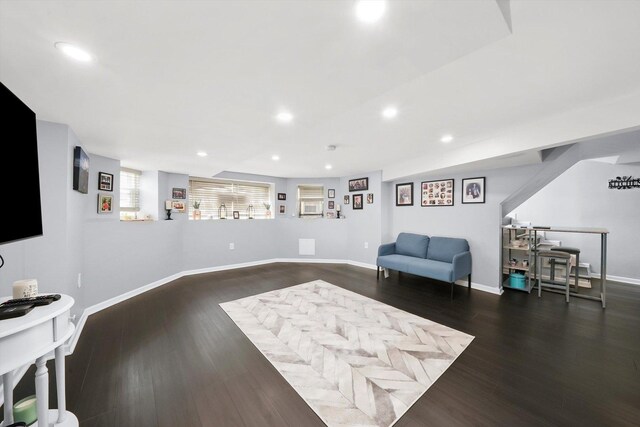 3115 N Marmora Ave, Chicago, IL 60634 - sitting room featuring dark wood finished floors and recessed lighting