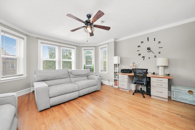 3115 N Marmora Ave, Chicago, IL 60634 - office space featuring crown molding, light wood finished floors, and ceiling fan