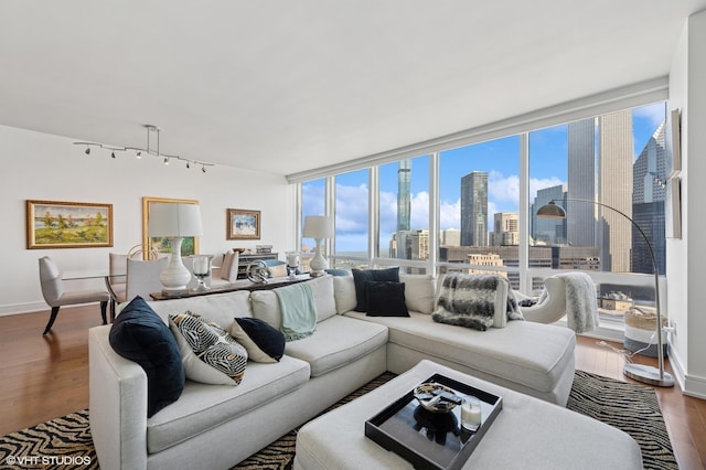 401 N Wabash Ave Unit 32J, Chicago, IL 60611 - living room with wood-type flooring, healthy amount of natural light, and expansive windows