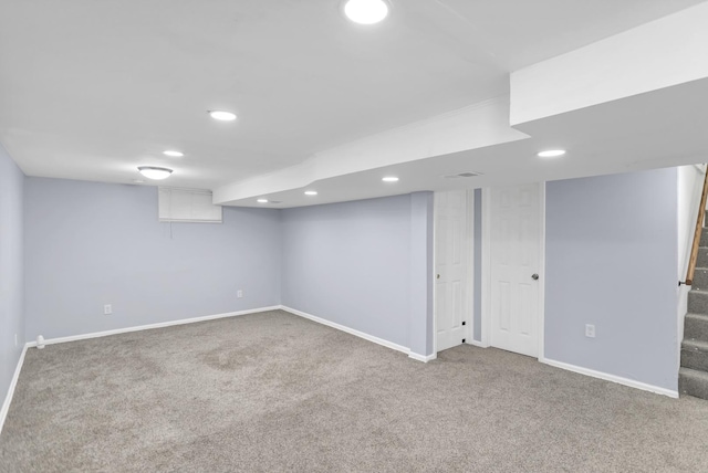 1205 N Irving Ave, Berkeley, IL 60163 - finished below grade area with stairway, carpet floors, and recessed lighting