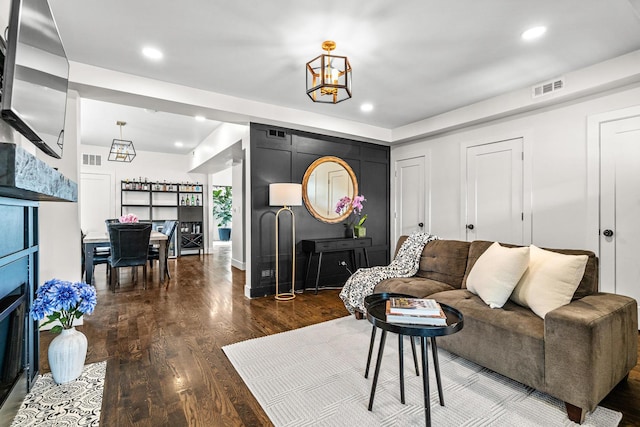 1212 Wesley Ave, Berwyn, IL 60402 - living room with recessed lighting and dark wood finished floors