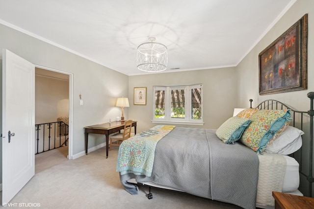 1415 Keystone Ave, River Forest, IL 60305 - carpeted bedroom featuring a chandelier and crown molding