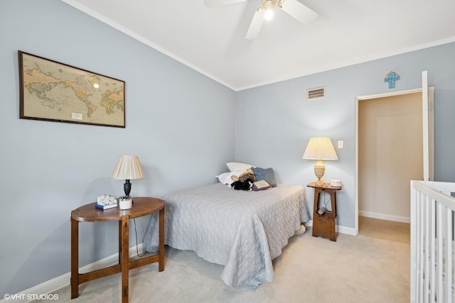 1415 Keystone Ave, River Forest, IL 60305 - bedroom with light colored carpet, crown molding, and a ceiling fan