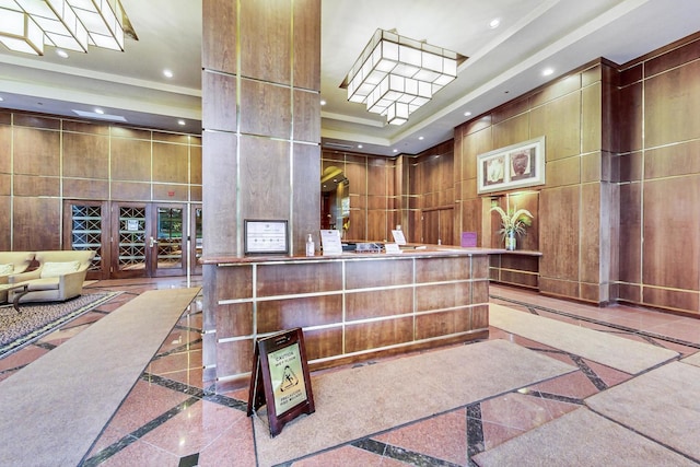 910 S Michigan Ave Unit 1005, Chicago, IL 60605 - reception area with recessed lighting, french doors, and a towering ceiling