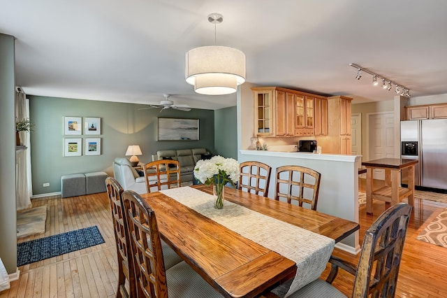 3211 Foxridge Ct, Woodridge, IL 60517 - dining area featuring light wood-type flooring, ceiling fan, and track lighting