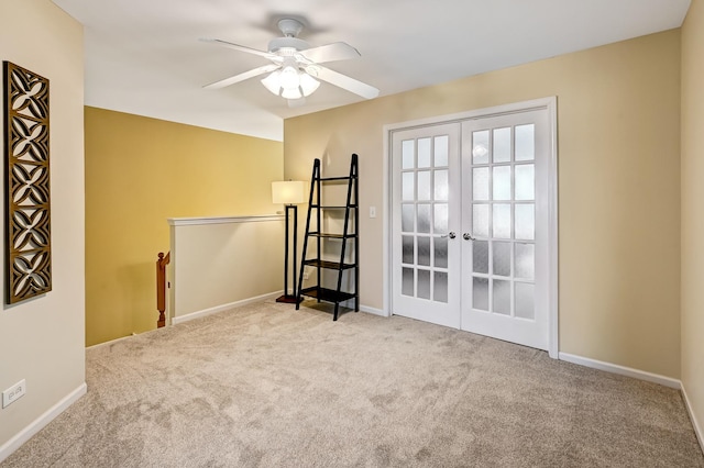 3211 Foxridge Ct, Woodridge, IL 60517 - empty room with carpet, french doors, and a ceiling fan