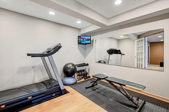 3211 Foxridge Ct, Woodridge, IL 60517 - workout room with recessed lighting and wood finished floors