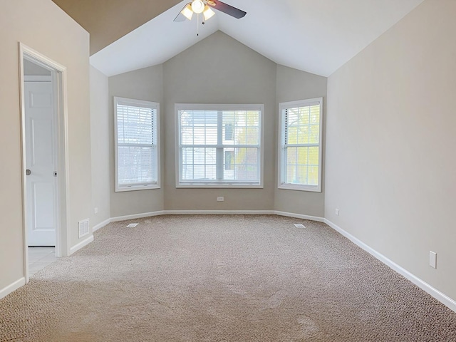 1214 Eric Ln, Lake Zurich, IL 60047 - unfurnished room with a ceiling fan, carpet floors, and lofted ceiling