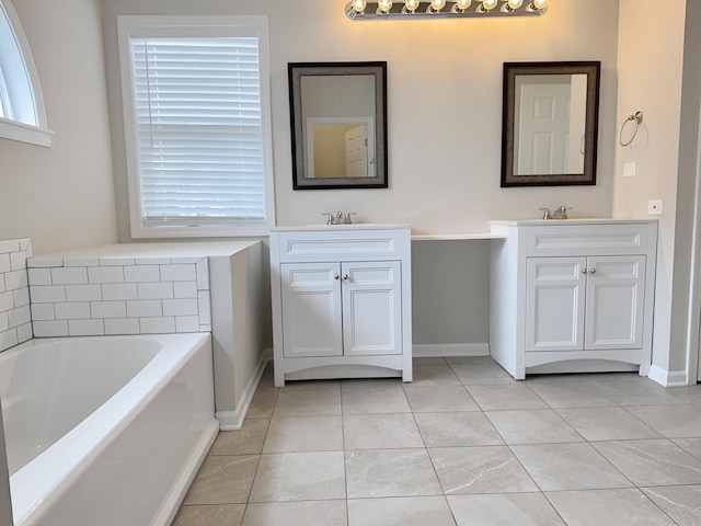 1214 Eric Ln, Lake Zurich, IL 60047 - full bathroom with vanity, a bath, and tile patterned flooring