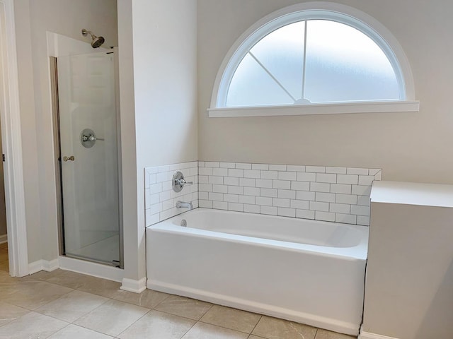 1214 Eric Ln, Lake Zurich, IL 60047 - full bathroom featuring a bath, a shower stall, and tile patterned floors