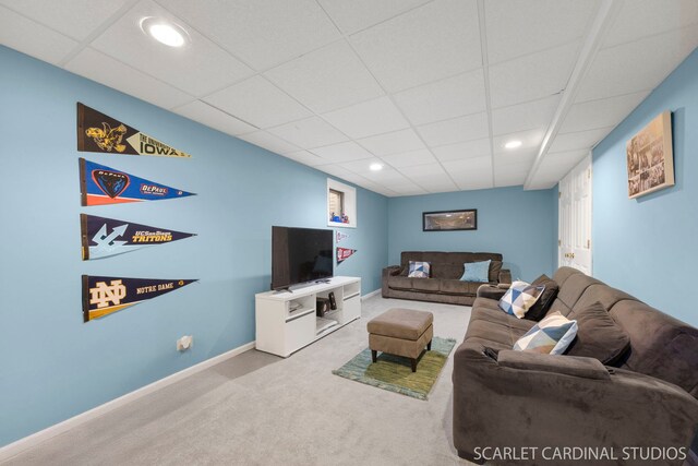 908 Pimpernel Ct, Naperville, IL 60540 - carpeted living area with recessed lighting and a paneled ceiling