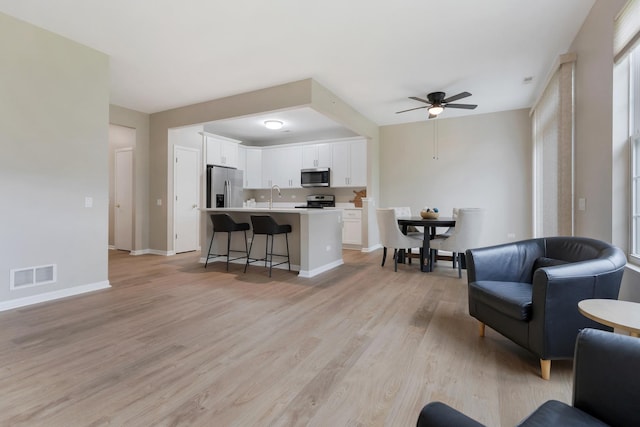 13315 Red Alder Ave, Huntley, IL 60142 - living area with a ceiling fan and light wood finished floors