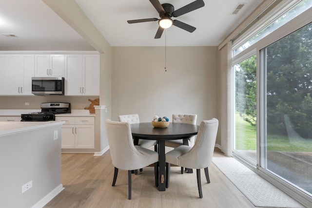 13315 Red Alder Ave, Huntley, IL 60142 - dining room featuring light wood finished floors and a ceiling fan