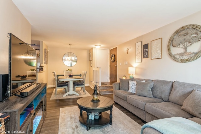 1505 Raymond Dr Unit 103, Naperville, IL 60563 - living room featuring dark wood-type flooring and a chandelier
