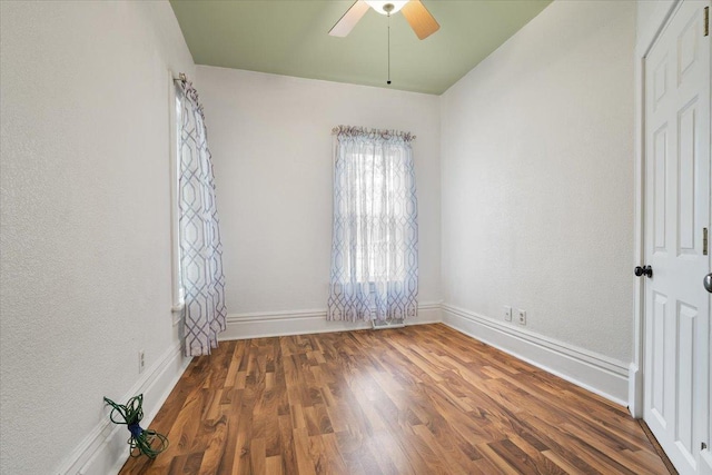 605 W 2nd N St, Wenona, IL 61377 - unfurnished room featuring a ceiling fan and wood finished floors