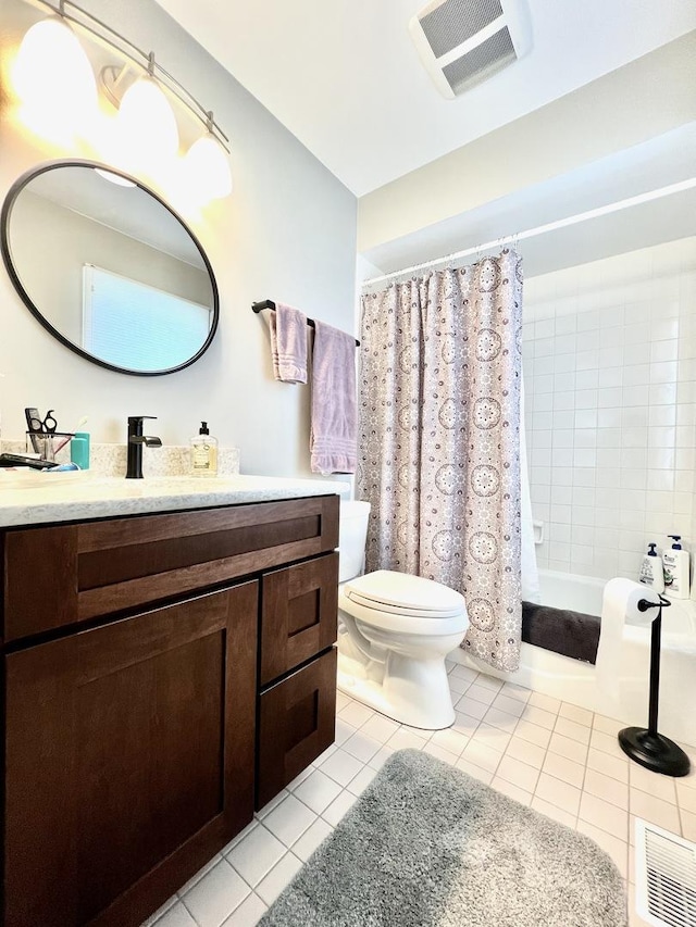 14011 Creek Crossing Dr, Orland Park, IL 60467 - bathroom featuring vanity, tile patterned floors, and shower / bathtub combination with curtain