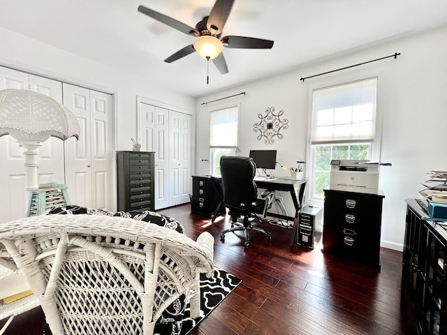 14011 Creek Crossing Dr, Orland Park, IL 60467 - office with a ceiling fan and hardwood / wood-style floors