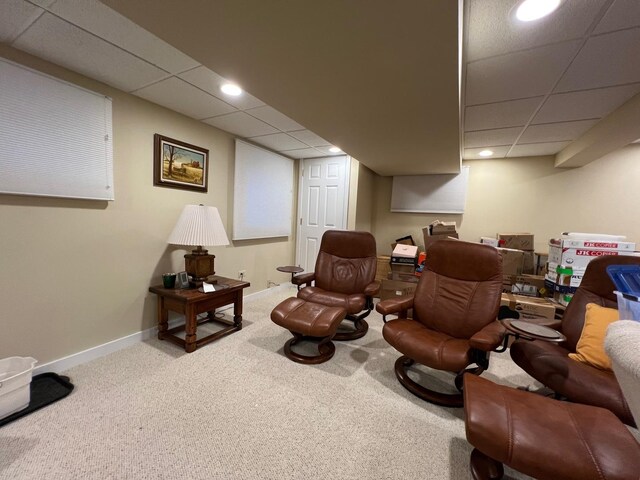 14011 Creek Crossing Dr, Orland Park, IL 60467 - sitting room featuring carpet flooring, a drop ceiling, and recessed lighting