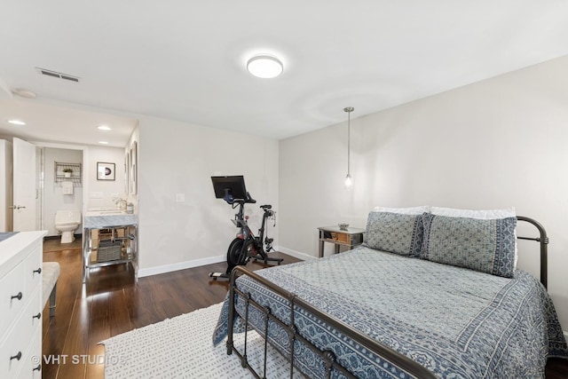 424 Park Ave Unit 604, River Forest, IL 60305 - bedroom featuring dark wood-style floors, recessed lighting, and ensuite bathroom